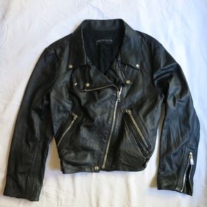Reformation Black Leather Motorcycle Jacket - M